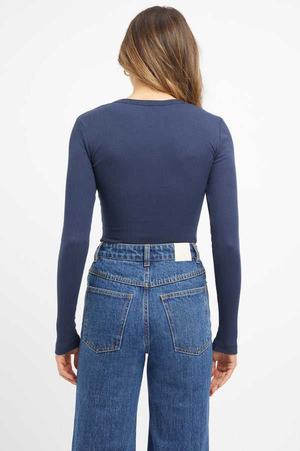Kookai Camile Long Sleeve Top Navy