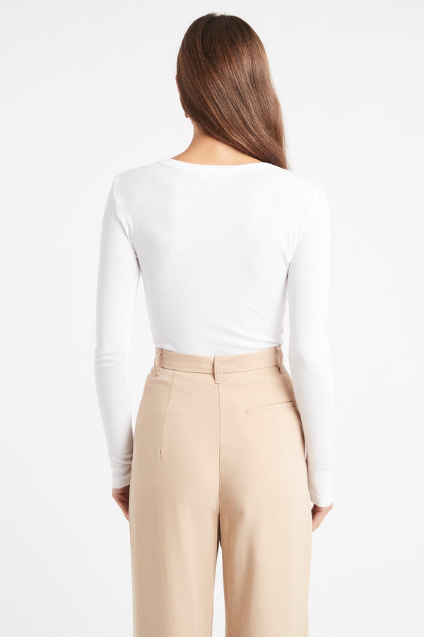 Kookai Camile Long Sleeve Top White