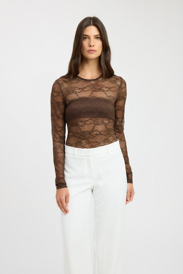 Kookai Camilla Long Sleeve Top Chocolate Chip