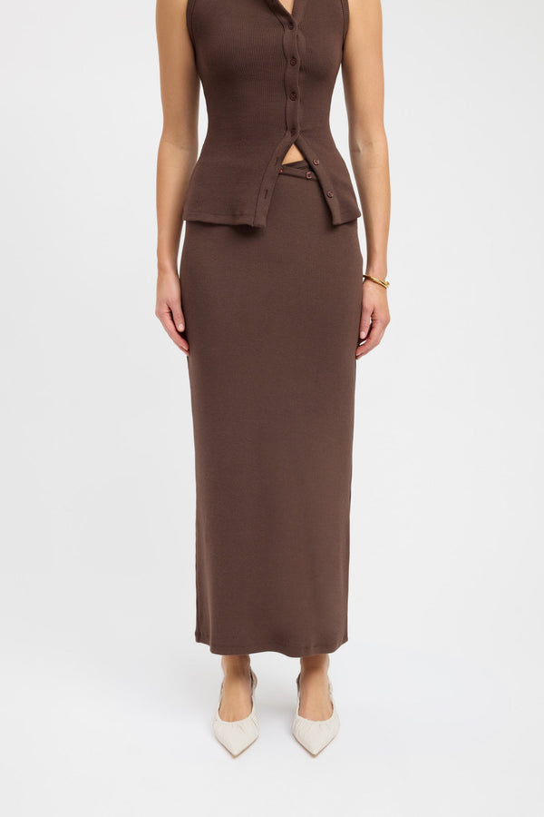 Kookai Carter Maxi Skirt Dark Chocolate