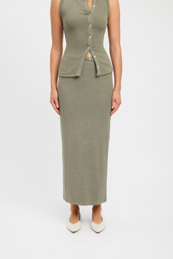 Kookai Carter Maxi Skirt Moss Green Marle
