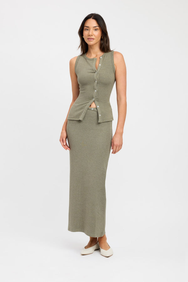 kookai Carter Maxi Skirt Moss Green Marle