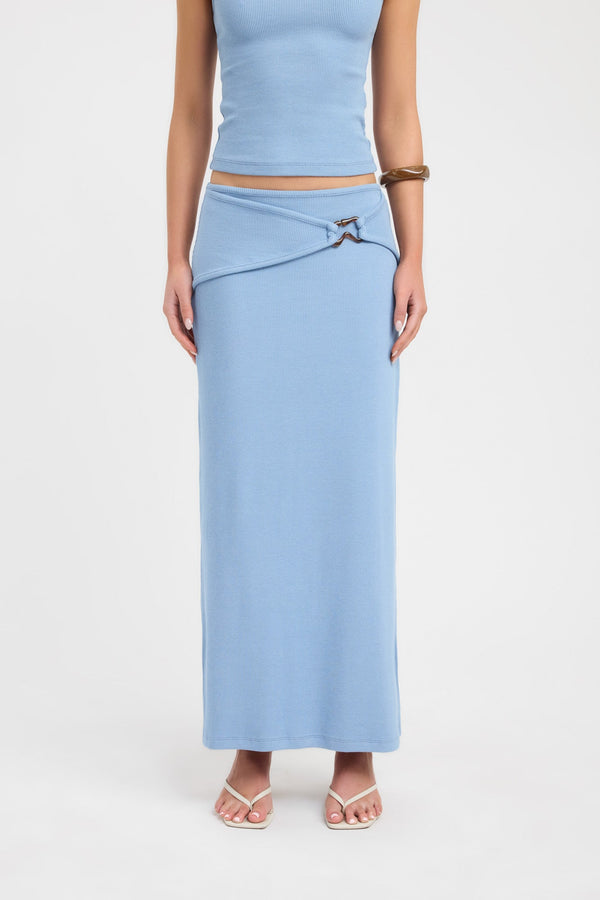 Kookai Casper Maxi Skirt Faded Denim