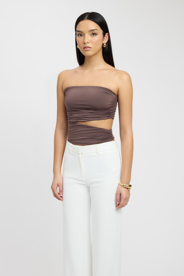 Kookai Cece Strapless Top Chocolate Mousse
