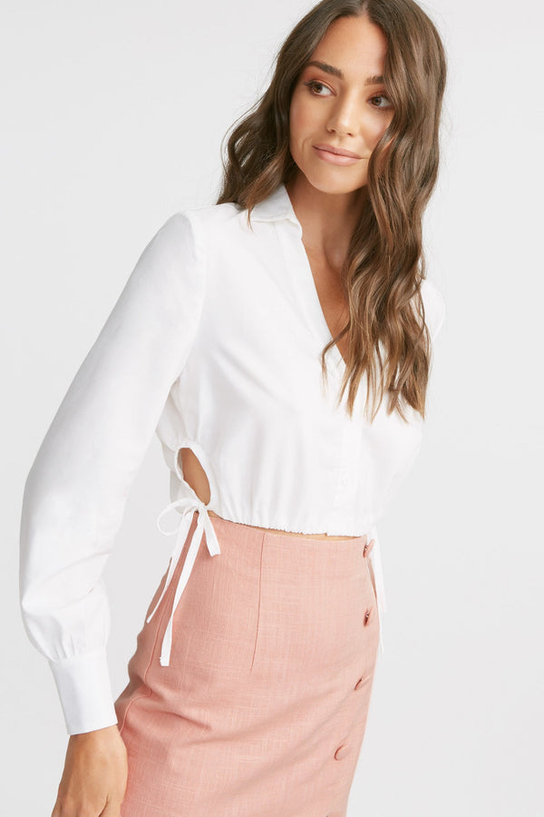 Kookai Centro Cropped Shirt White