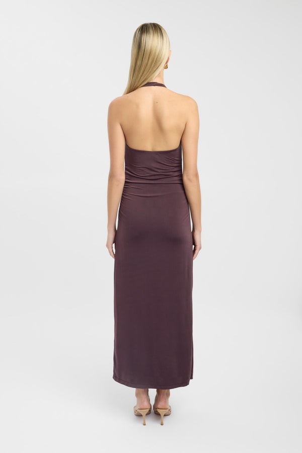 Kookai Char Cowl Dress Dark Mahogany