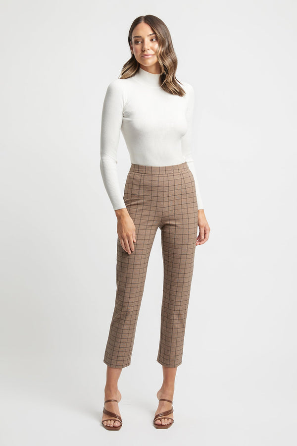 kookai Chelsea Check Pants Brown