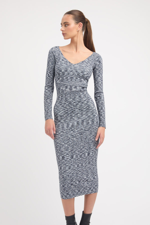 Kookai Chiara Heart Midi Dress Navy Marle