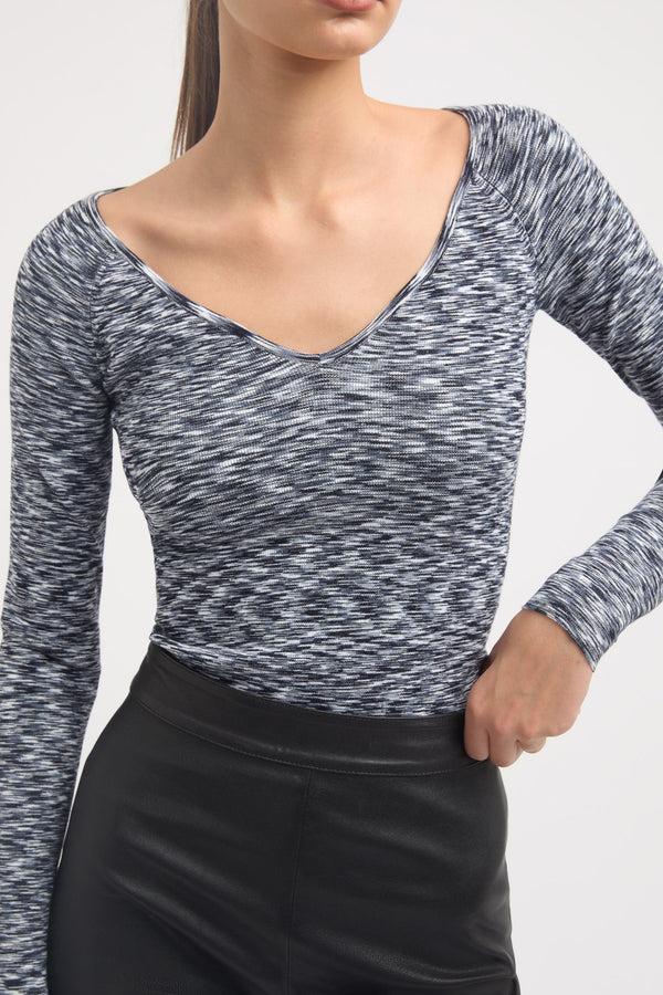 Kookai Chiara Heart Top Navy Marle