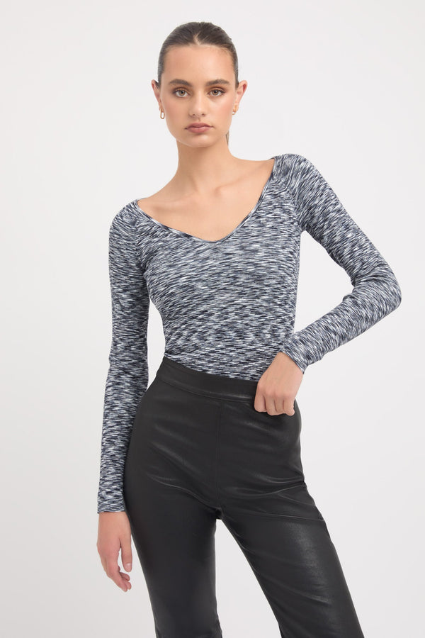 kookai Chiara Heart Top Navy Marle