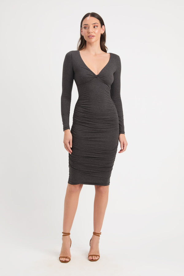 kookai Claire Long Sleeve Dress Charcoal Marle