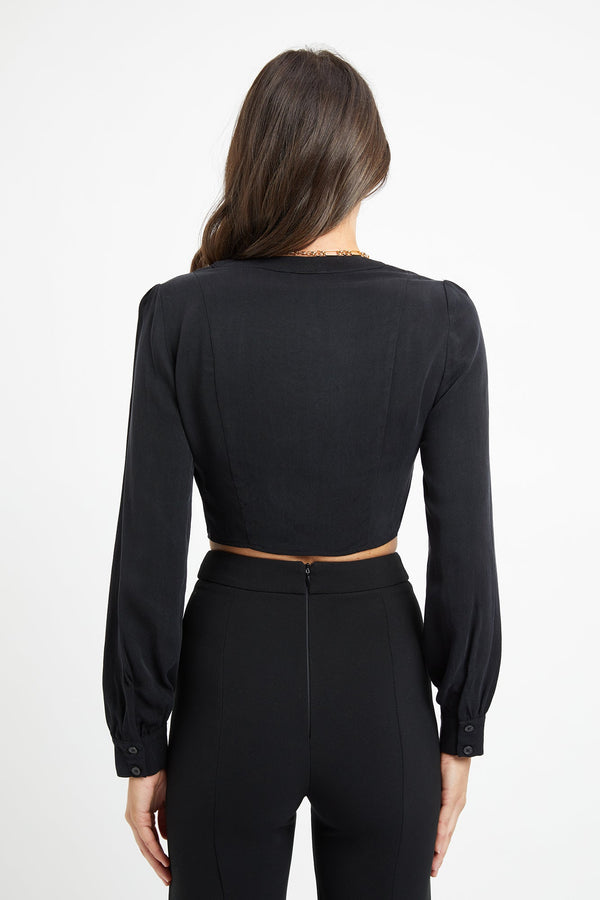 Kookai Clarisa Cropped Shirt Black