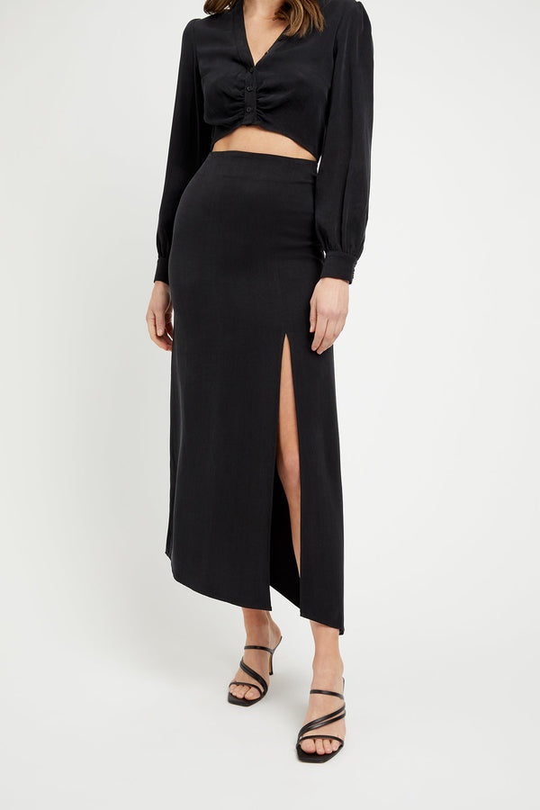 Kookai Clarisa Split Midi Skirt Black