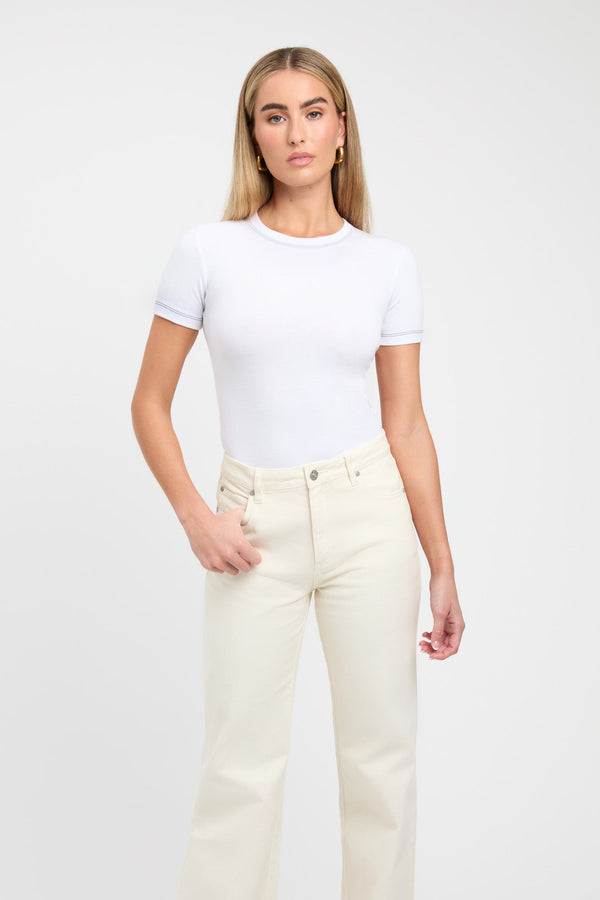 Kookai Contrast Tee White