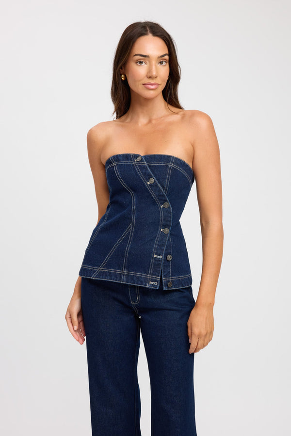 Kookai Cooper Corset Top Dark Indigo