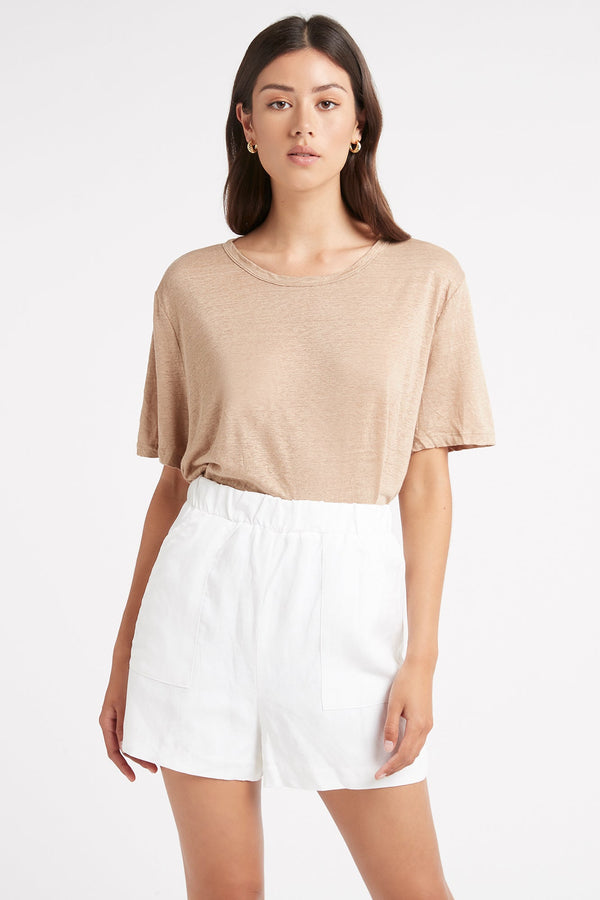 kookai Core Linen Tee Acorn