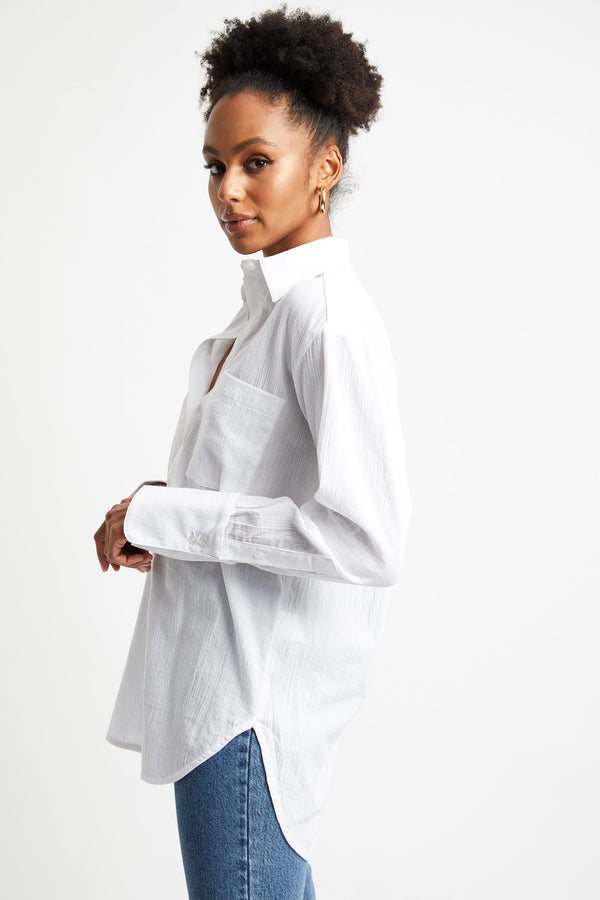 Kookai Crinkle Oversized Shirt White