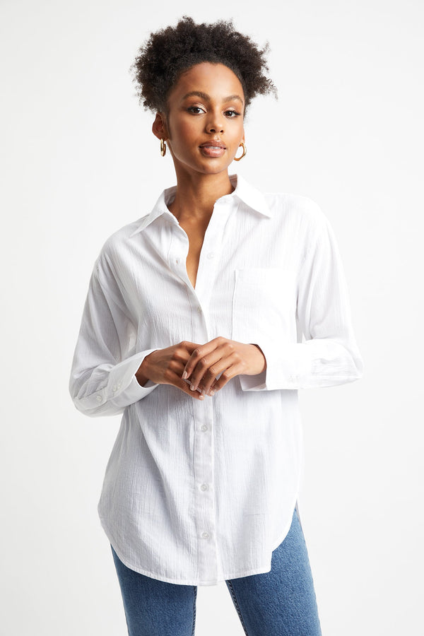 kookai Crinkle Oversized Shirt White