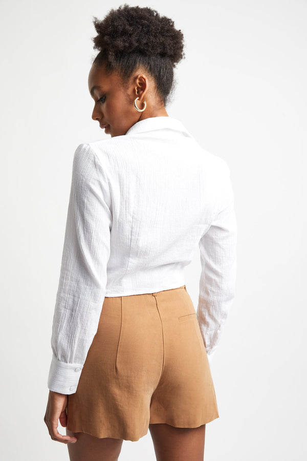 Kookai Crinkle Tie Shirt White