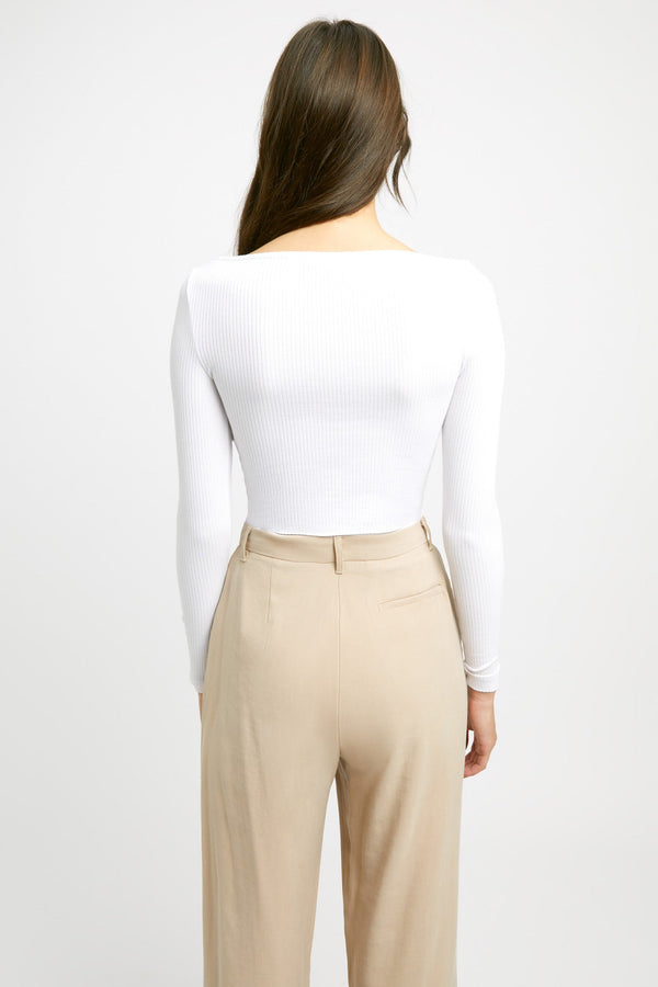 Kookai Daisy Boat Long Sleeve Top White