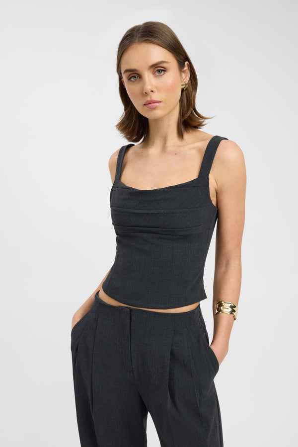 Kookai Dallas Corset Top Dark Grey Marle