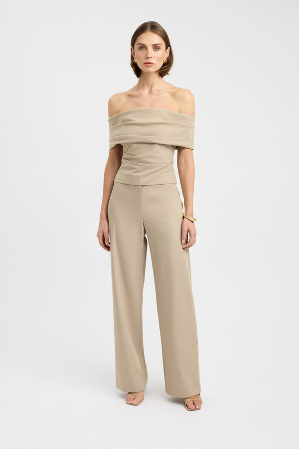 kookai Dallas Off Shoulder Top Oat Marle