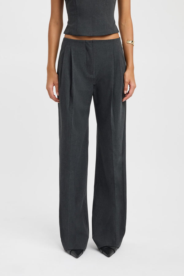 Kookai Dallas Pleated Pant Dark Grey Marle