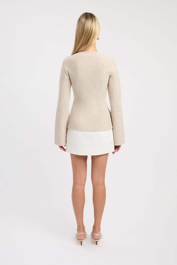 Kookai Dalton Crew Cardigan Oatmeal Marle