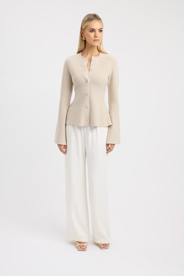 Kookai Dalton Crew Cardigan Oatmeal Marle