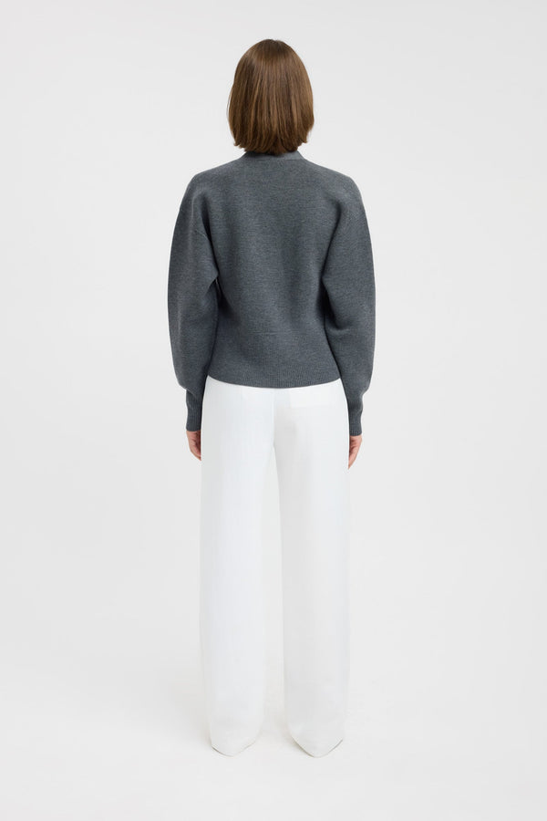 Kookai Dalton Snap Cardigan Charcoal Marle