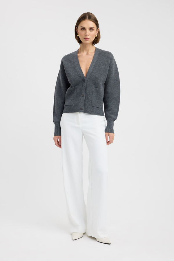 kookai Dalton Snap Cardigan Charcoal Marle