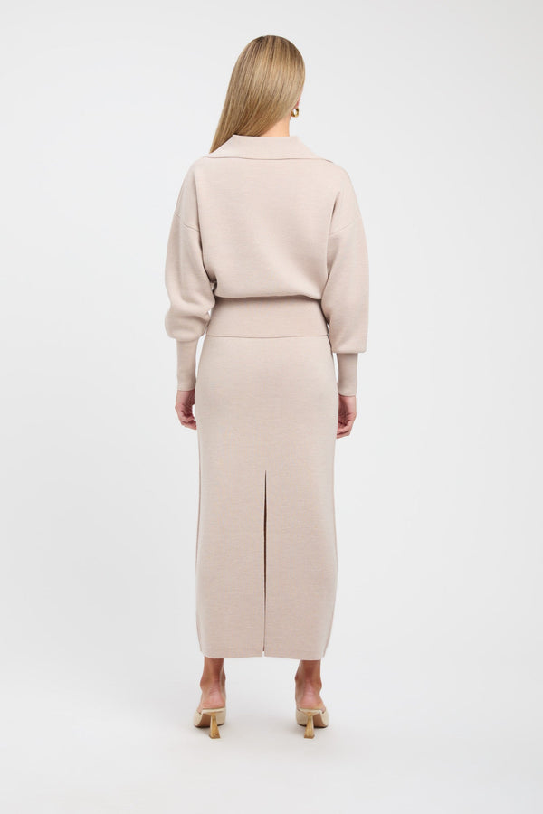 Kookai Dalton Split Skirt Almond Marle