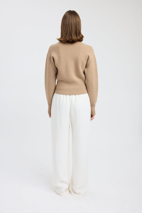 Kookai Dalton Zip Cardigan Camel