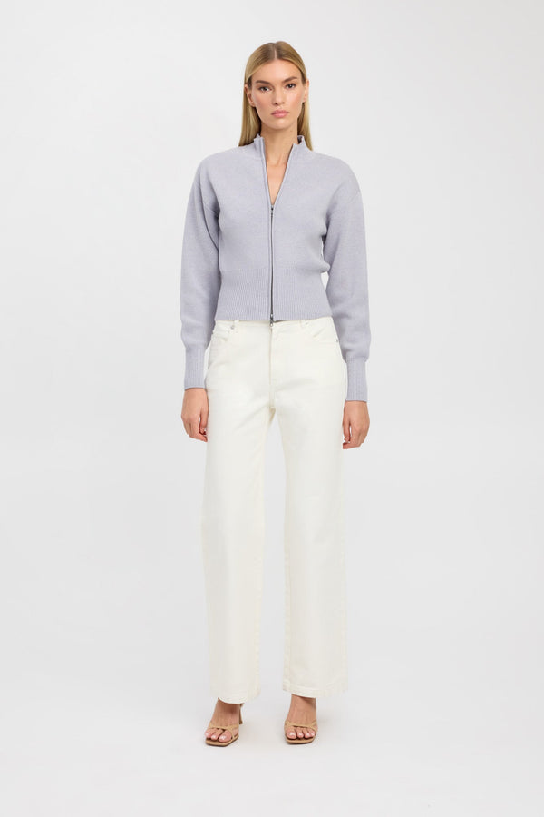 kookai Dalton Zip Cardigan Light Grey Marle