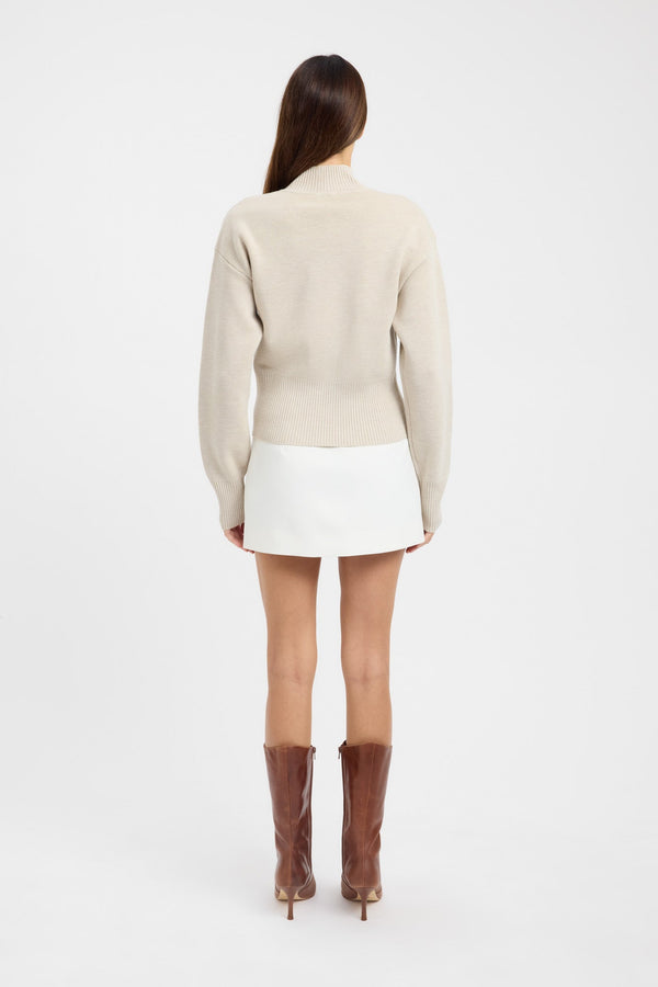 Kookai Dalton Zip Cardigan Oatmeal Marle