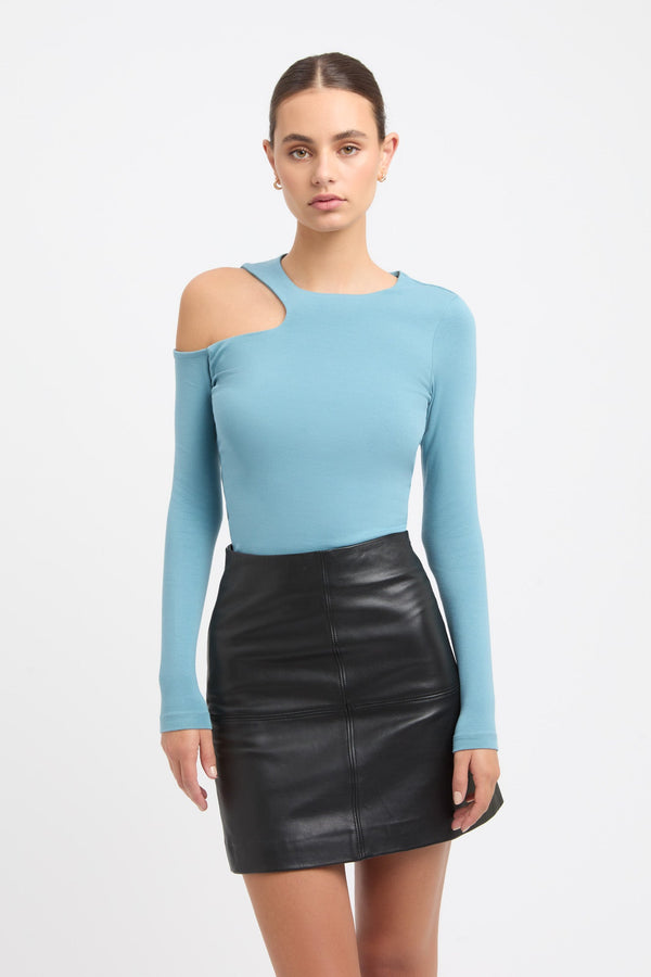 kookai Danica Cutout Top Blue Haze