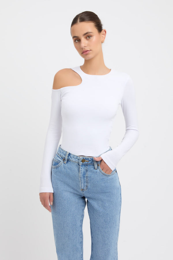 kookai Danica Cutout Top White