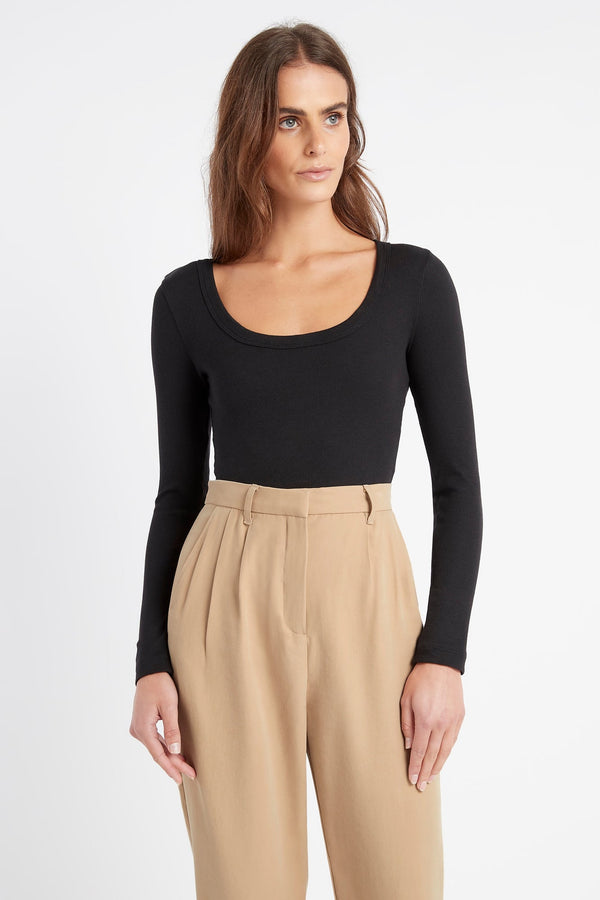 kookai Dasha Long Sleeve Top Black