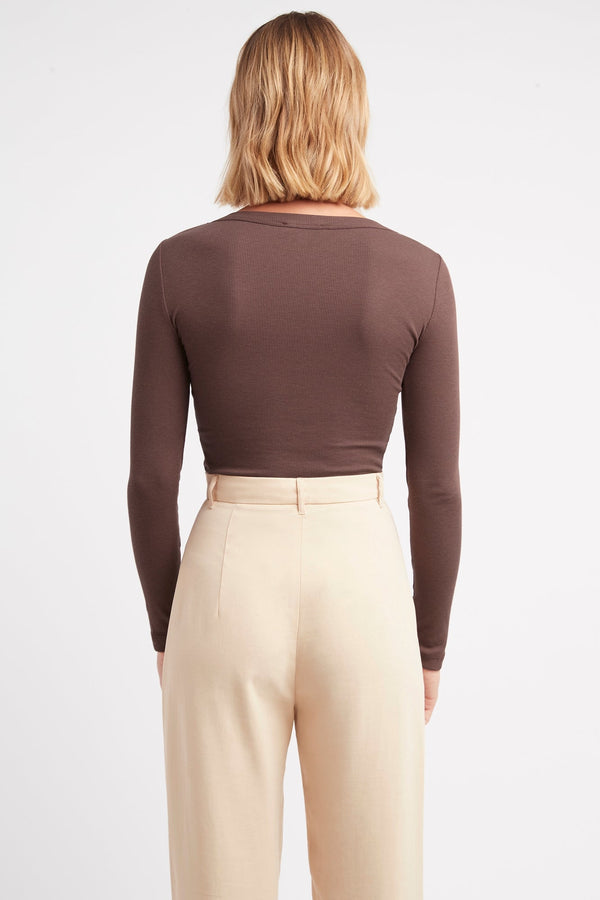Kookai Dasha Long Sleeve Top Brunette