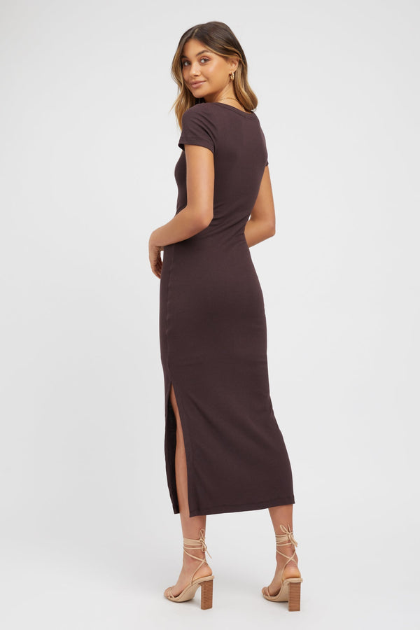 Kookai Dasha Tee Dress Dark Mahogany