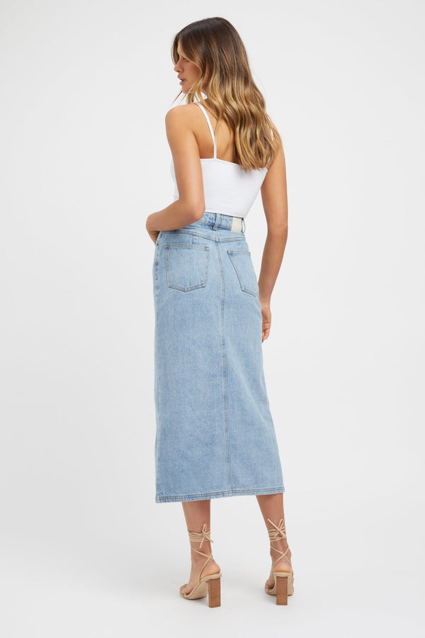 Kookai Davis Midi Skirt Zephyr Blue