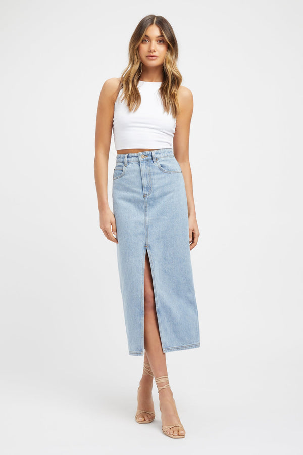 kookai Davis Midi Skirt Zephyr Blue