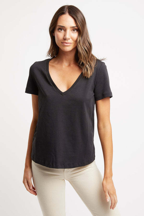 kookai Delaney Vee Tee Black