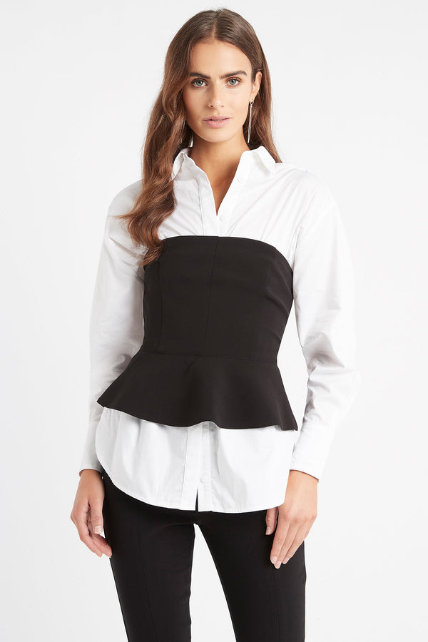 Kookai Delta Peplum Top Black