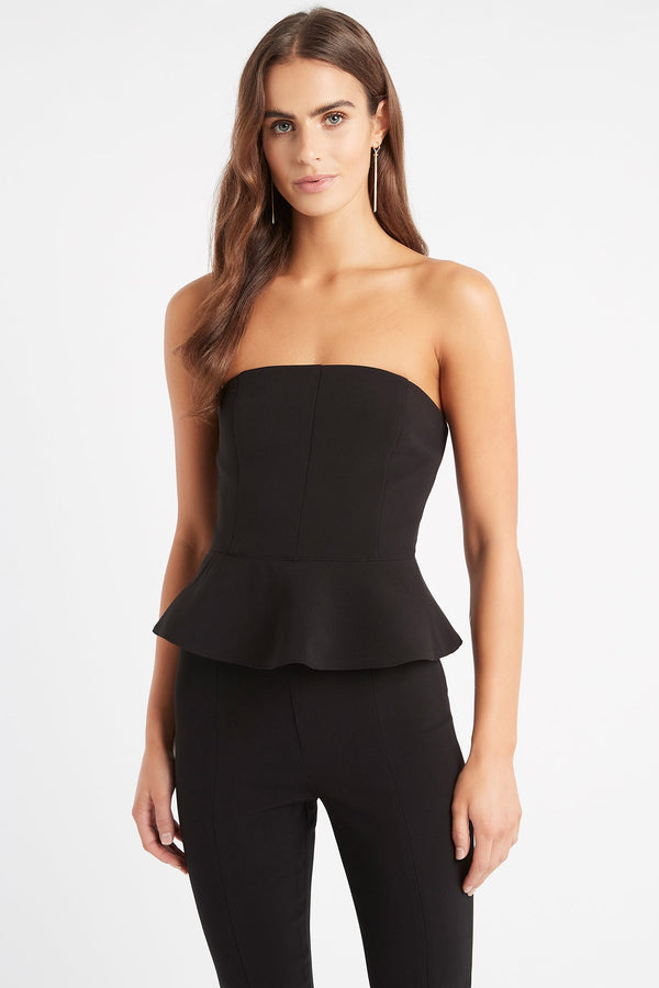 kookai Delta Peplum Top Black