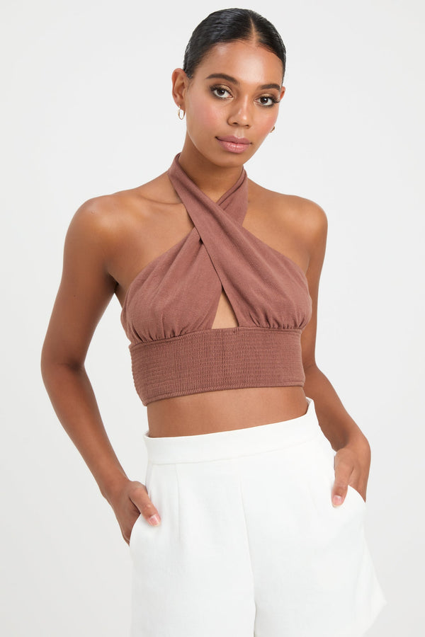 kookai Dixon Cross Crop Mocha