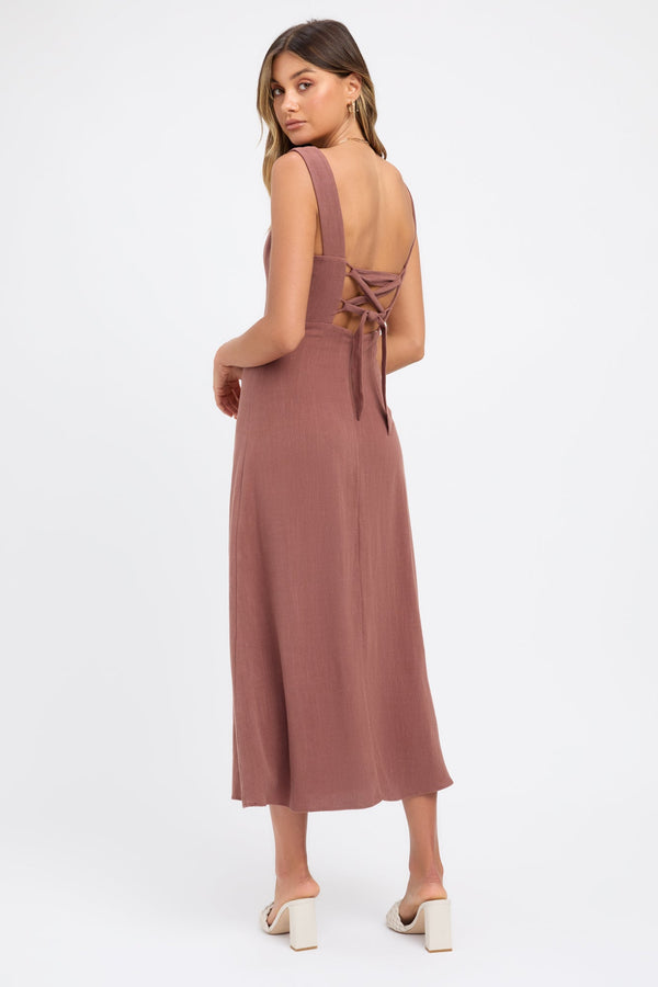 Kookai Dixon Tie Back Dress Mocha