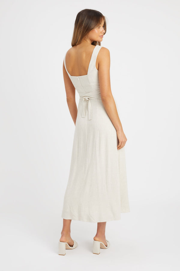 Kookai Dixon Tie Midi Dress Natural Sand