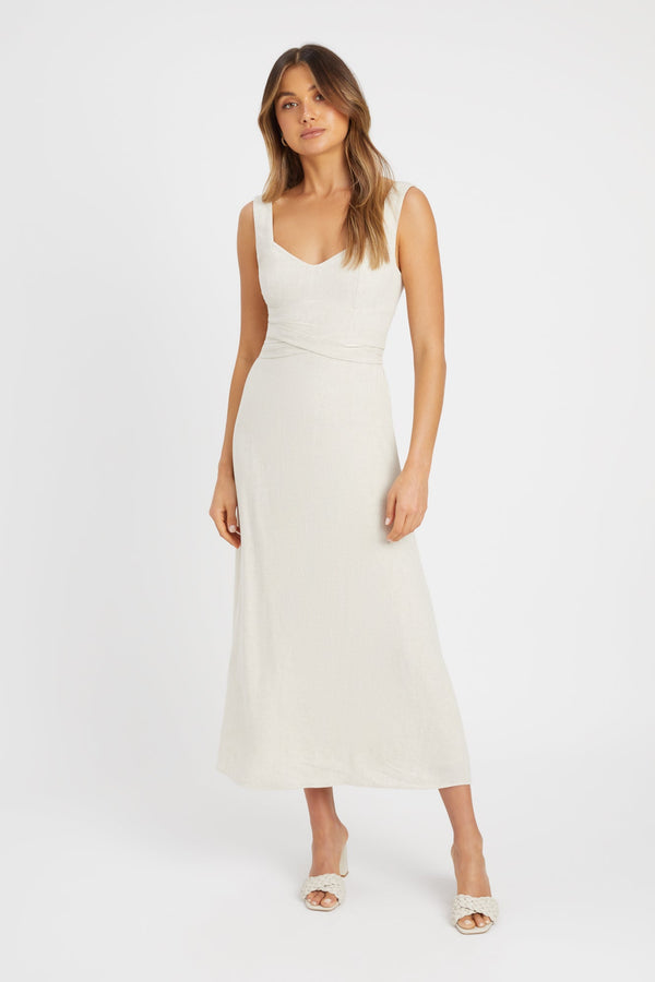 kookai Dixon Tie Midi Dress Natural Sand