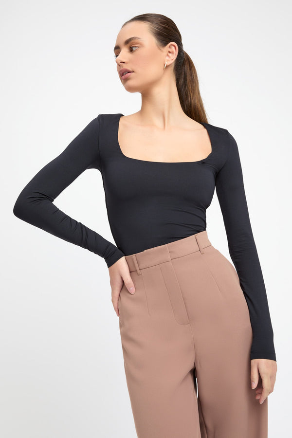 kookai Donna Long Sleeve Top Black